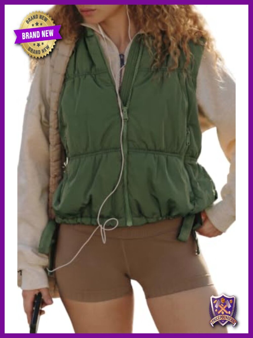 EVALESS Womens Puffer Vest Sleeveless Stand Collar Zip Up Cropped Jackets